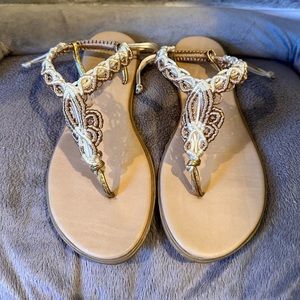 Handmade in Mexico adjustable pull strap thong sandal sling back size 8